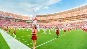 the Million Dollar Band on the field at Bryant-Denny Stadium